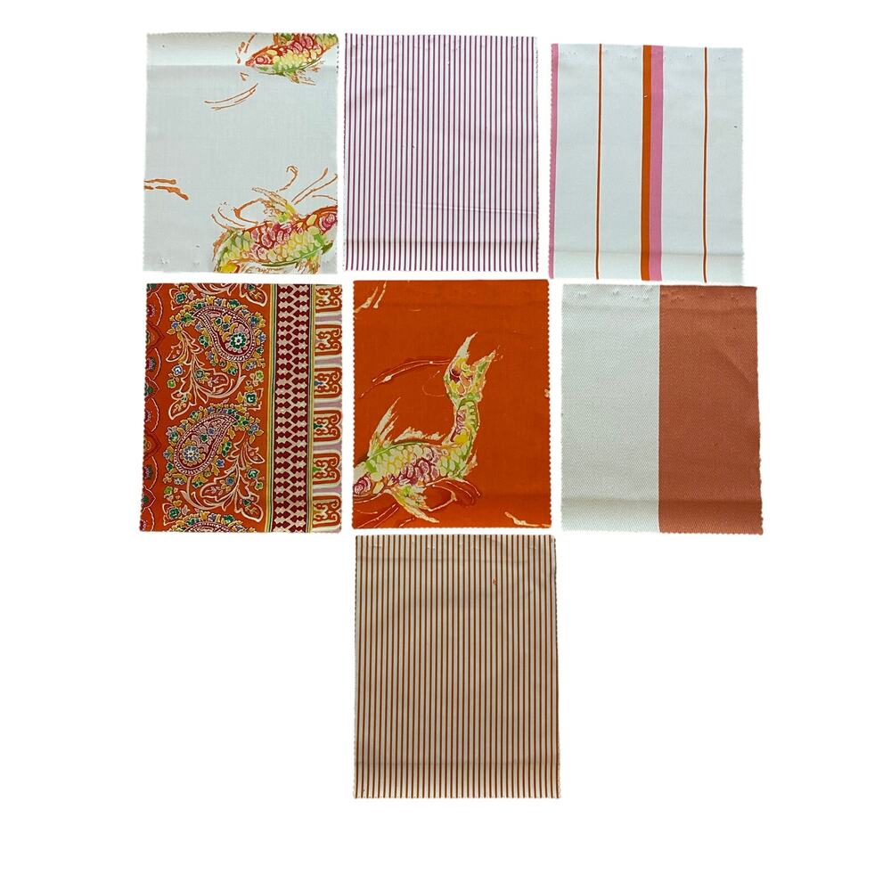 Ralph Lauren Coastal Harbor Fabric Upholstery Swatch Samples Shades of Orange